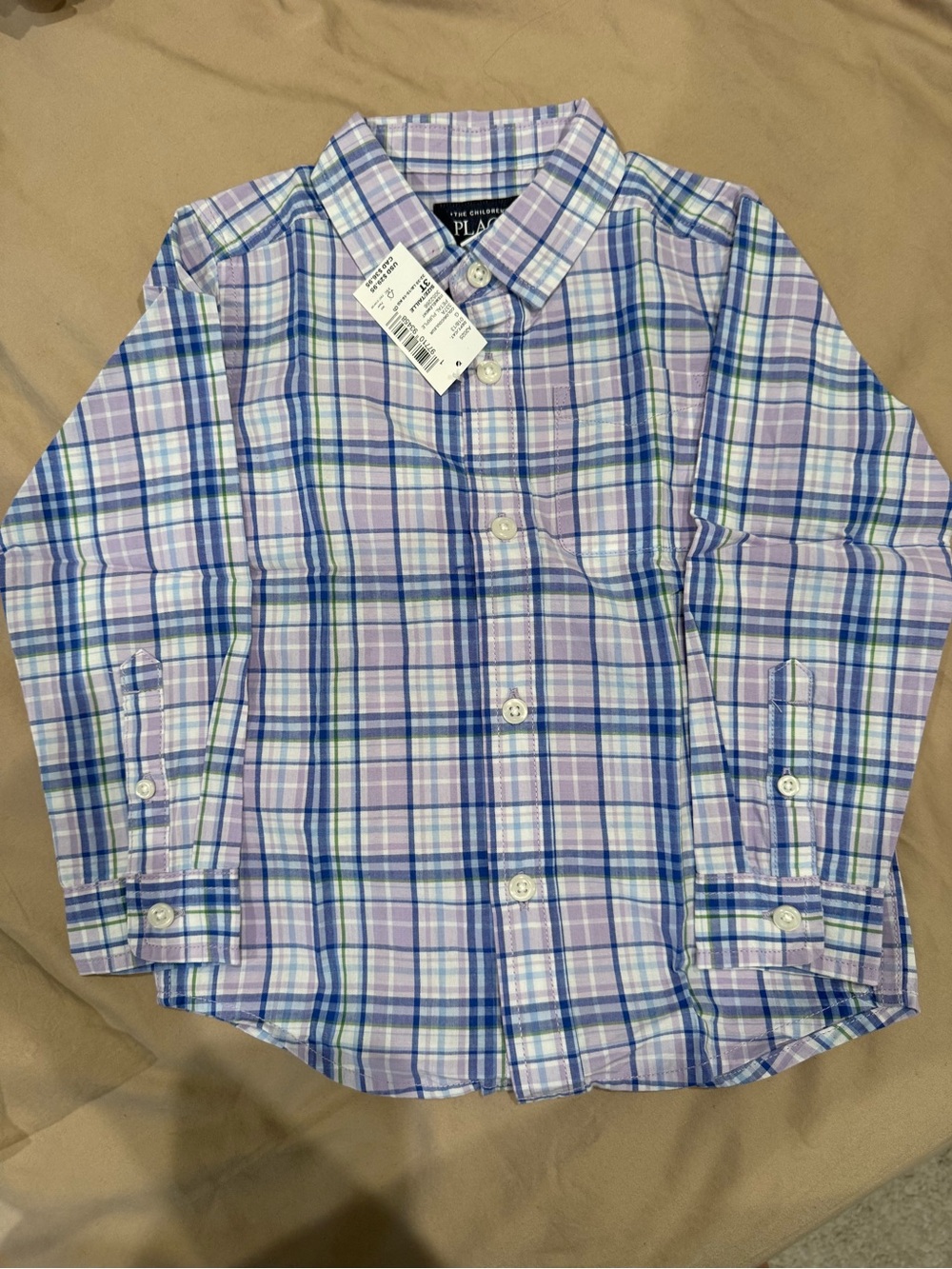 The Children's Place Lavender & Blue Plaid Button-Down Shirt